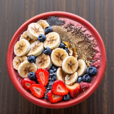 Acai Bowl with Banana, Strawberry, and Chia Seeds - Brazilian, Vegan, High-Protein, Raw, Kid-Friendly (and more)
