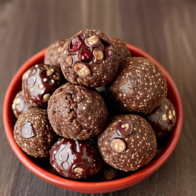 Chocolate Cherry Energy Balls (VEGAN + GF) - Budget-Friendly, Gluten-Free, High-Protein, Kid-Friendly, Low-Carb, No-Bake, Oil-Free, Quick & Easy, Raw, Superfoods, Whole Foods Plant-Based