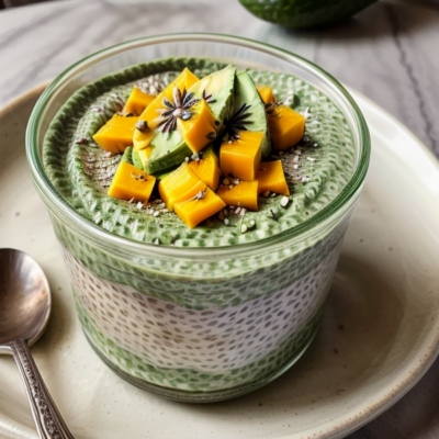 Creamy Avocado Chia Pudding with Mango and Passionfruit (Vegan, Gluten-Free, High-Protein)