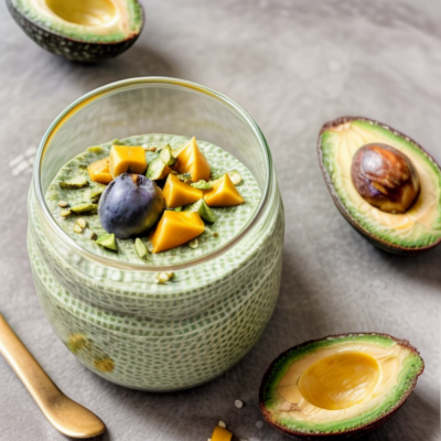 Creamy Avocado Chia Pudding with Mango and Passionfruit (Vegan, Gluten-Free, High-Protein, Low-Carb)