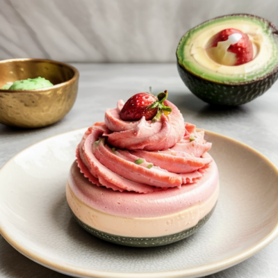 Creamy Avocado Mousse with Strawberry Swirl - A Delightful Vegan Dessert Inspired by Japanese Cuisine