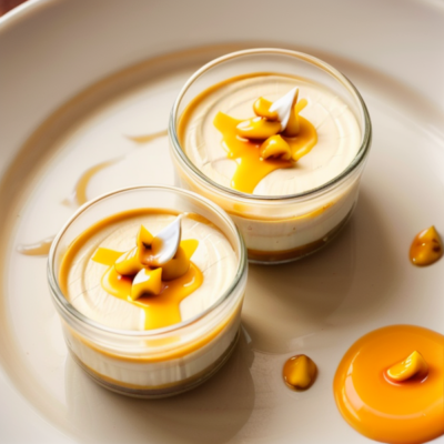 Creamy Coconut Cashew Panna Cotta with Mango and Passion Fruit Sauce