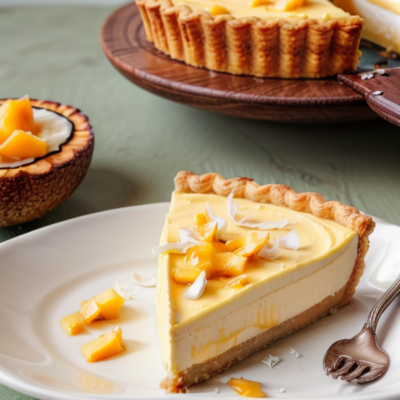 Creamy Coconut Cashew Tart with Mango and Passionfruit - A Delightful Vegan Treat from Thailand!