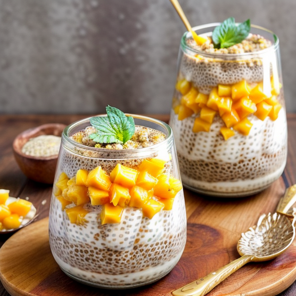 Creamy Coconut Chia Pudding Parfait with Mango and Passion Fruit – A Delicious and Nutritious Vegan Dessert Inspired by Thai Cuisine!