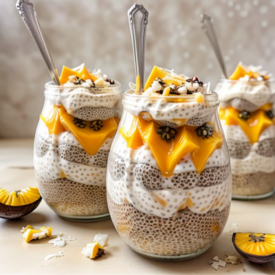 Creamy Coconut Chia Pudding Parfaits with Mango and Passionfruit - A Delightful Twist on Traditional Mexican Chia Seed Drink!