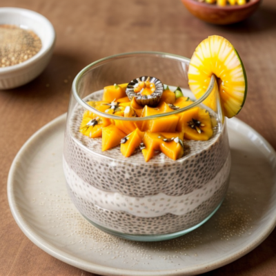 Creamy Coconut Chia Pudding with Mango & Passion Fruit - A Southeast Asian Inspired Raw Vegan Dessert