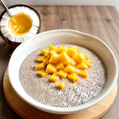 Creamy Coconut Chia Pudding with Mango and Passionfruit - A Vegan, Gluten-Free, High-Protein, and Gut Healthy Dessert from Thailand!