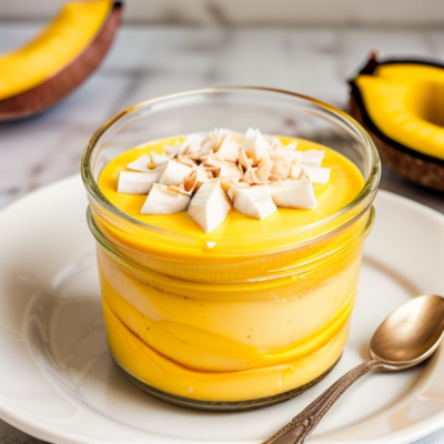 Creamy Coconut Mango Pudding (Vegan, Gluten-free, High-protein, Raw, Refreshing)