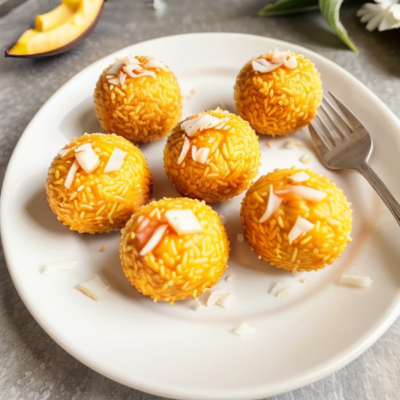 Creamy Coconut Mango Sticky Rice Balls (VEGAN + GMO-free)
