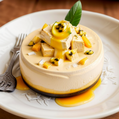 Creamy Coconut Tofu Mousse with Mango and Passionfruit Sauce - A Tropical Twist on Thai Cuisine