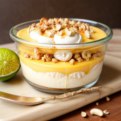 Creamy Mango Coconut Pudding with Lime Cashew Crumble