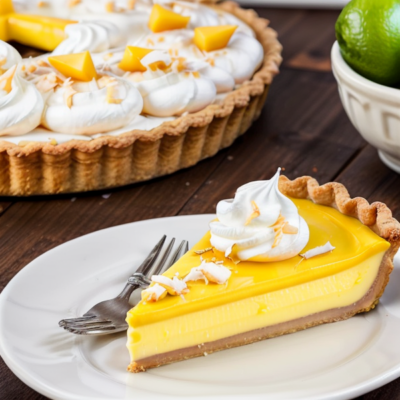 Creamy Mango Tart with Lime Curd and Coconut Whipped Cream (Vegan, Gluten-Free, High-Protein)