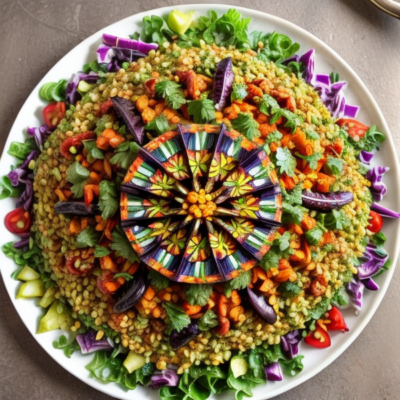 Exotic African Kaleidoscope Salad - A Vibrant and Textured Vegan Dish Inspired by Moroccan, Ethiopian, and Egyptian Cuisines