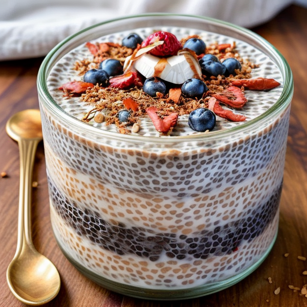 Exotic Indian Spiced Coconut Chia Pudding Parfait – Budget-Friendly, Gluten-free, High-protein, Kid-friendly, Oil-free, Quick & easy, Soy-free, Whole food plant-based