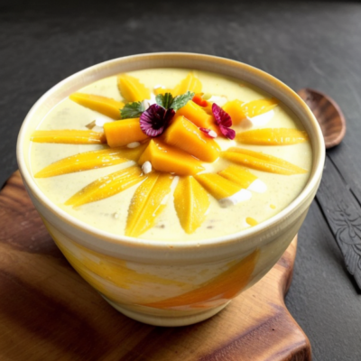 Exotic Mango Lassi Bowl - A Delightful Blend of Indian Flavors for a Refreshing Dessert