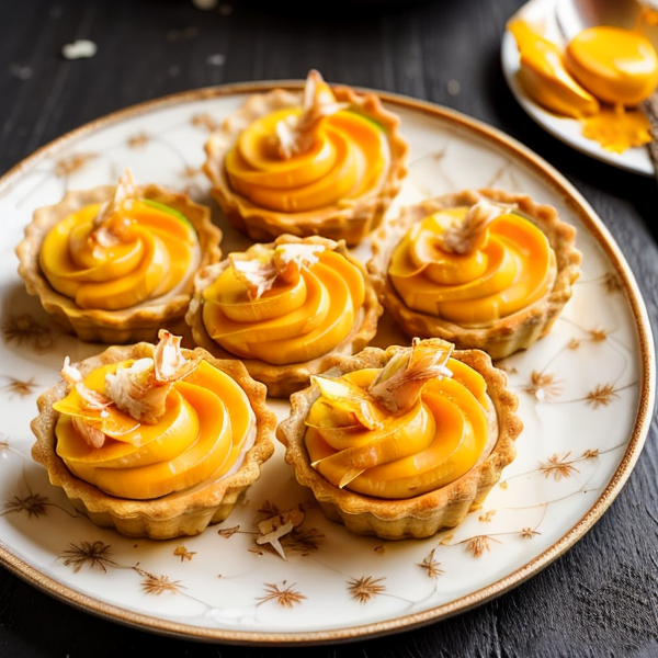 Exotic Mango Tartlets with Coconut Cream and Turmeric – A Spicy Twist on a Tropical Delight!