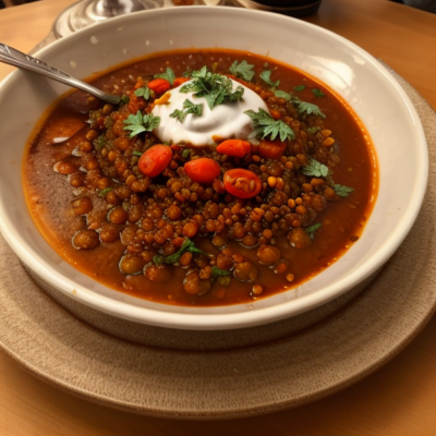 Exotic Moroccan Lentil Stew (Gluten-free, Oil-free, Kid-friendly, High-fiber, Whole food plant-based)