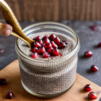 Exotic Moroccan Spiced Chia Pudding with Pomegranate Seeds - A Budget-Friendly, Gluten-free, Grain-Free, High-fiber, Kid-friendly, Low-carb, Oil-free, Quick & Easy, Raw, Soy-free, Spicy, Superfoods, Vegan, Whole Foods Plant-based, Zero Waste Delight!