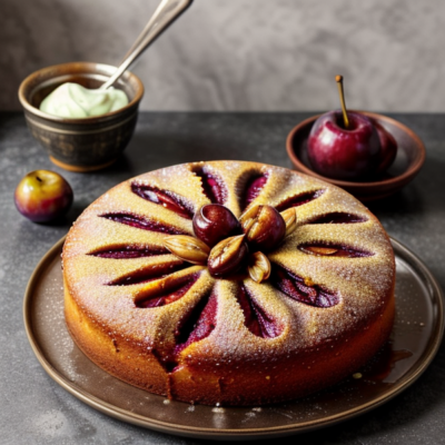 Exotic Moroccan Spiced Plum Cake with Cardamom Glaze