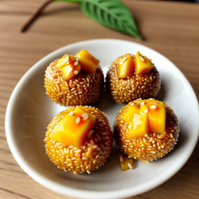 Exotic Thai Inspired Vegan Mango Sticky Rice Balls (Miniature Version)