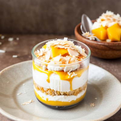 Mango Sticky Rice Inspired Coconut Pudding Parfait (VEGAN + GMO-free)