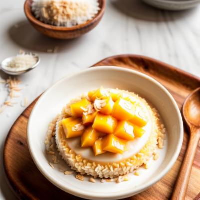 Mango Sticky Rice Inspired Vegan Coconut Pudding