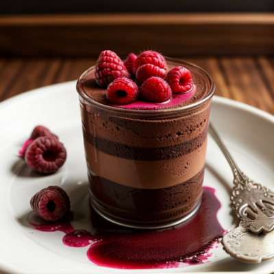 Rich Chocolate Mousse with Raspberry Coulis - A Delightful and Decadent Vegan Dessert Inspired by Mexican Street Food!
