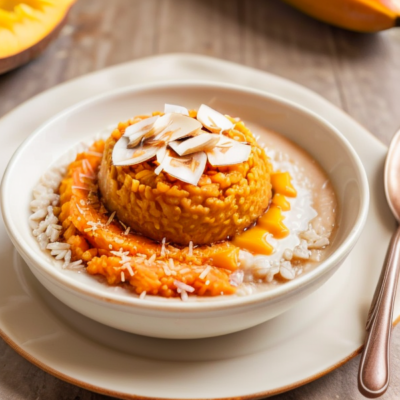 Sweet Potato Brown Rice Pudding with Mango and Coconut