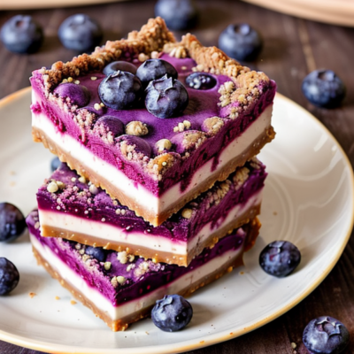 World Fusion Raw Vegan Blueberry Cheesecake Bars - Budget-Friendly, Gluten-Free, Grain-Free, High-Fiber, Kid-Friendly, Low-Carb, Oil-Free, Quick & Easy, Seasonal, Soy-Free, Superfoods, Vegan, Whole Foods Plant-Based, Zero Waste