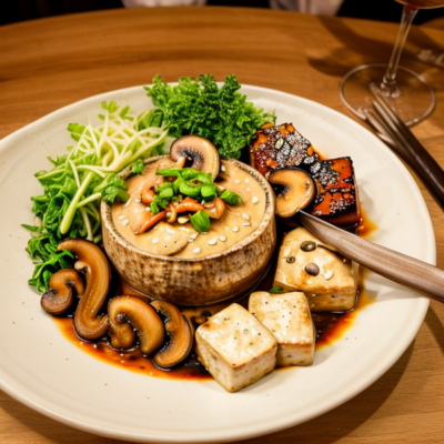 152 Inspired Vegetarian Dinner - Fermented Tofu Bowl with Mushroom Sauce