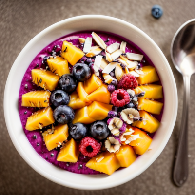 Acai Bowl with Coconut Milk, Mango, and Berries (Inspired by Brazil) - Gluten-Free, High-Protein, Low-Carb, Soy-Free, Oil-Free, Budget-Friendly!