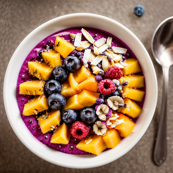 Acai Bowl with Coconut Milk, Mango, and Berries (Inspired by Brazil) – Gluten-Free, High-Protein, Low-Carb, Soy-Free, Oil-Free, Budget-Friendly!