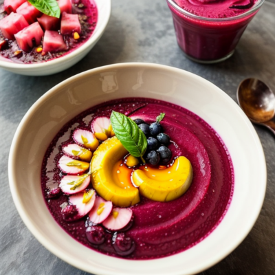 Açaí Bowl with Guava Puree - A Delicious and Nourishing Vegetarian Drink Recipe Inspired by Brazilian Cuisine