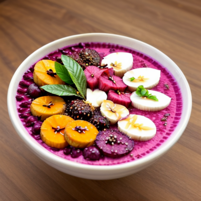 Acai Bowl with Guava Puree and Coconut Milk - A Delicious and Nutritious Vegetarian Meal from Brazil!