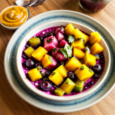 Acai Bowl with Guava Puree and Mango Salsa - A Delicious and Healthy Vegetarian Meal from Brazil!