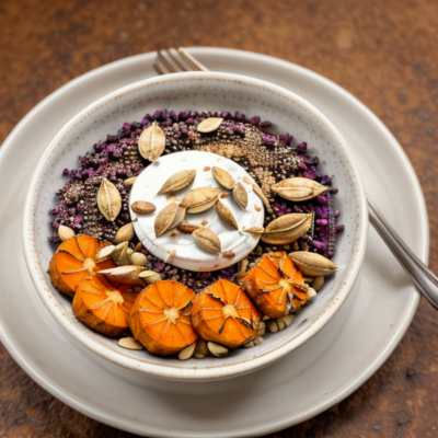 Acai Bowl with Roasted Pumpkin Seeds and Lime Cashew Cream (vegan, gluten-free)