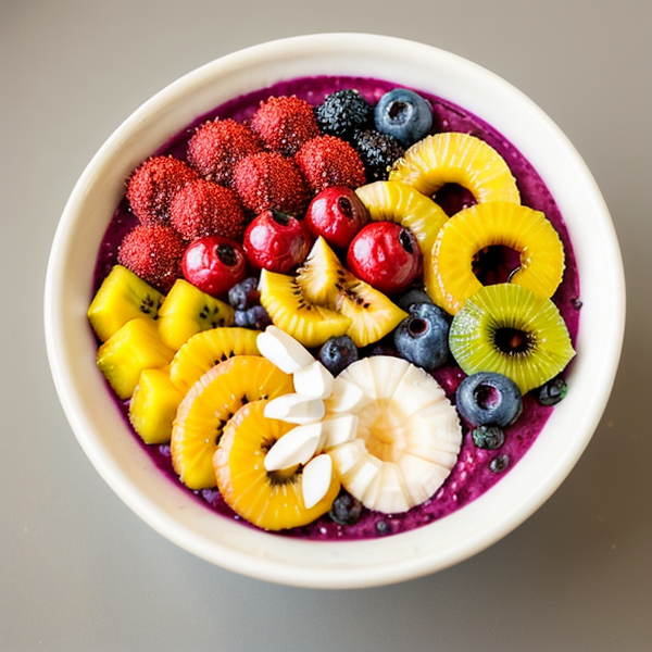 Acai Bowl with Tropical Fruit and Coconut Cream – A Delicious and Healthy Brazilian Inspired Vegetarian Meal!