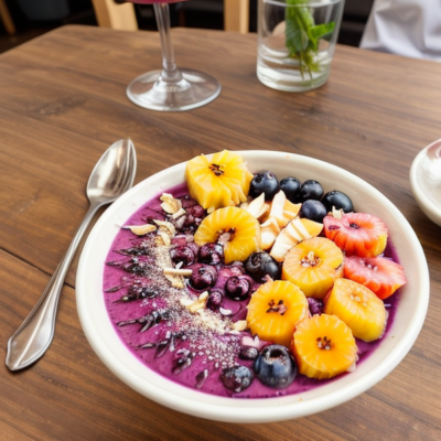 Acai Bowl with Tropical Fruit and Coconut Milk (Vegan, Gluten-Free)