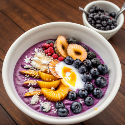 Acai Bowl with Tropical Fruit and Coconut Yogurt - Vegetarian, Gluten-Free, High-Protein, Raw (Serves 2)