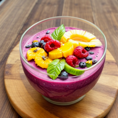 Acai Bowl with Tropical Fruits and Coconut Milk - A Delicious and Healthy Vegetarian Drink Recipe from Brazil!