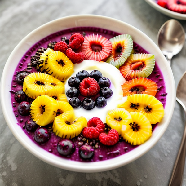 Acai Bowl with Tropical Fruits and Coconut Yogurt – A Delicious and Nutritious Vegetarian Breakfast Inspired by Brazilian Cuisine