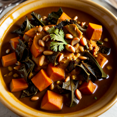 African Peanut Stew with Sweet Potatoes and Collard Greens