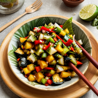 Caribbean-Inspired Chinese Veggie Bowl with Tropical Fruit Salsa