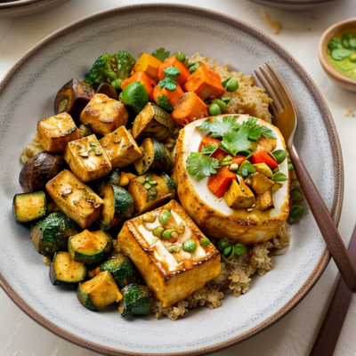 Coconut Curry Tofu Bowls with Quinoa and Roasted Vegetables