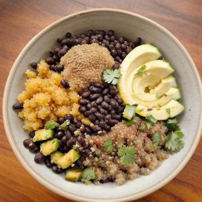 Coconut Quinoa and Black Bean Bowl (Gluten-free, High-fiber, Vegan)