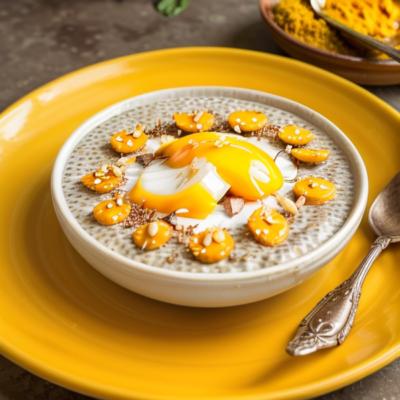 Creamy Coconut Chia Porridge with Mango & Turmeric - A Vibrant, Flavorful Vegetarian Breakfast Inspired by Indian Street Food