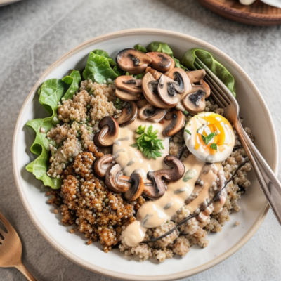 Creamy Mushroom & Quinoa Buddha Bowl (Gluten-Free, High-Protein, Low-Carb)