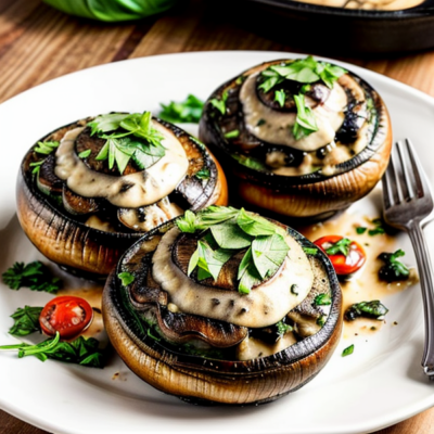 Creamy Mushroom and Spinach Stuffed Portobello Mushrooms - A Delightful Italian Inspired Vegetarian Dinner Recipe!