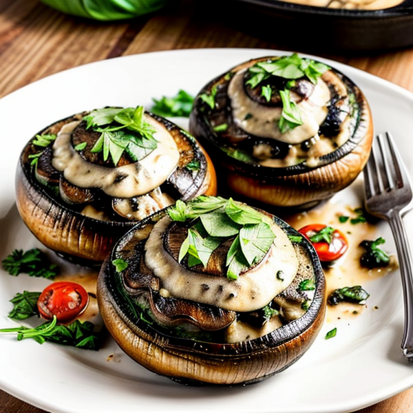 Creamy Mushroom and Spinach Stuffed Portobello Mushrooms – A Delightful Italian Inspired Vegetarian Dinner Recipe!