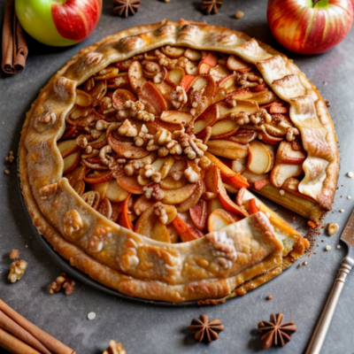 Crunchy Apple and Carrot Galette with Cinnamon Sugar Walnut Crust - A Delicious Vegetarian Recipe Inspired by French Cuisine!
